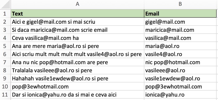 email din coloana 1
